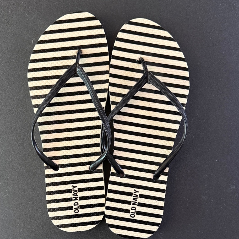 Old Navy Black and White Striped Sandals